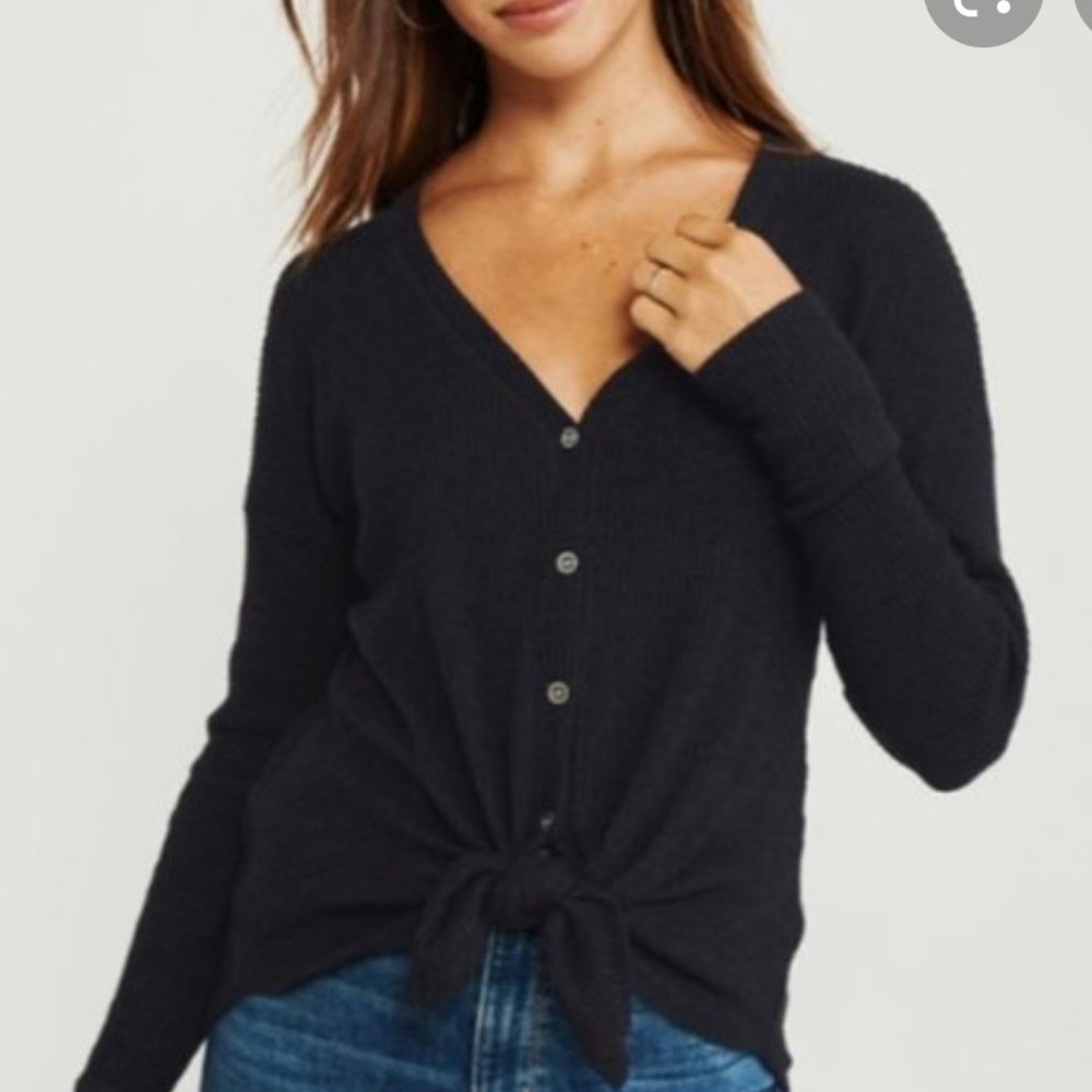 ABERCROMBIE & FITCH Soft Waffle Tie Top. Blue in Size Small.